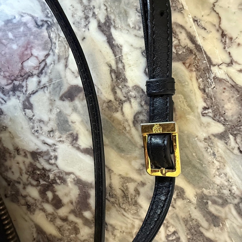 MCM Monogrammed Visetos Black Leather Camera Shoulder Bag Gold‎ Tone Hardware - Picture 12 of 14